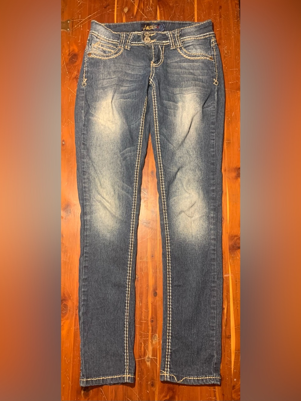 Angels Women's Medium Wash Jeans with Contrast Stitching